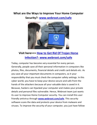 What are the Ways to Improve Your Home Computer Security?- www.webroot.com/safe