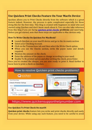 Use Quicken Print Checks Feature On Your MacOs Device