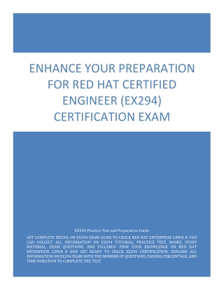 Enhance Your For Red Hat Certified Engineer (EX294) Certification Exam
