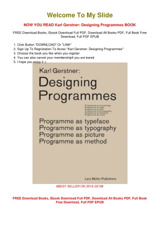 [PDF DOWNLOAD] Karl Gerstner: Designing Programmes Karl Gerstner