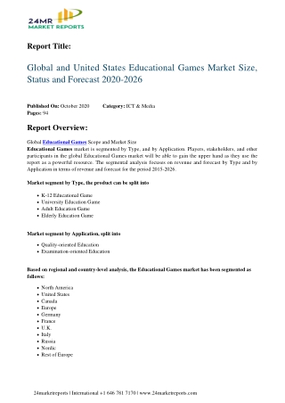 Educational Games Market Size, Status and Forecast 2020-2026