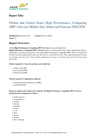 High Performance Computing (HPC) Services Market Size, Status and Forecast 2020-2026