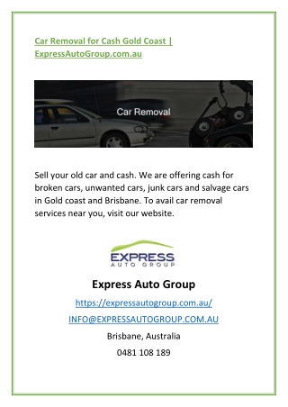 Car Removal for Cash Gold Coast | ExpressAutoGroup.com.au