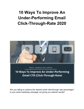 10 Ways To Improve An Under-Performing Email Click-Through-Rate 2020
