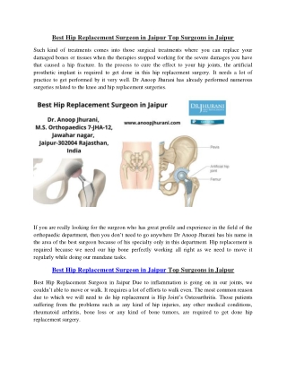 Best Hip Replacement Surgeon in Jaipur Top Surgeons in Jaipur