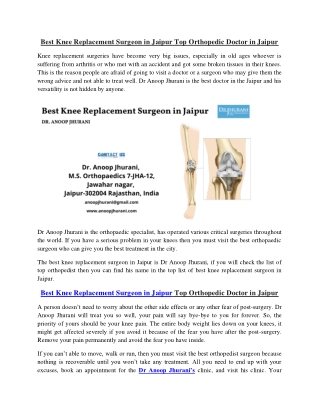 Best Knee Replacement Surgeon in Jaipur Top Orthopedic Doctor in Jaipur