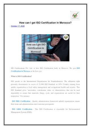 How can I get ISO Certification in Morocco?
