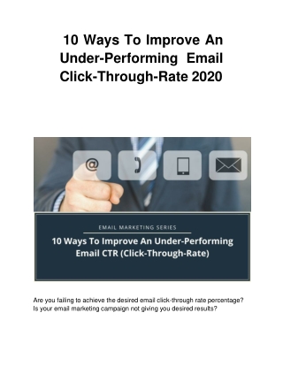 10 Ways To Improve An Under-Performing Email Click-Through-Rate 2020