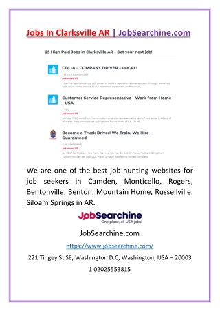 Jobs In Clarksville AR | JobSearchine.com