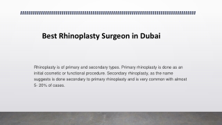 Best Rhinoplasty Surgeon in Dubai