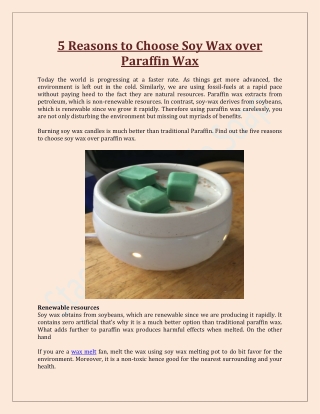 5 Reasons to Choose Soy Wax over Paraffin Wax 