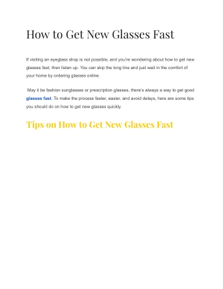 How to Get New Glasses Fast