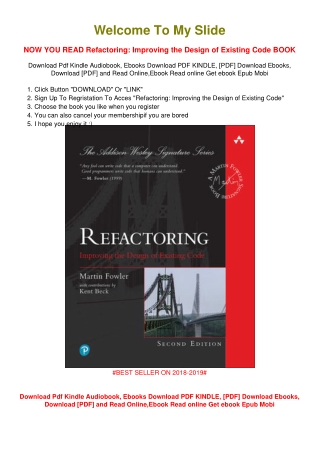[PDF DOWNLOAD] Refactoring: Improving the Design of Existing Code Martin Fowler