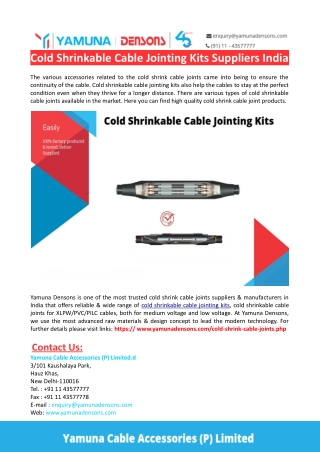 Cold Shrinkable Cable Jointing Kits Manufacturers