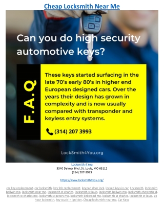 Cheap Locksmith Near Me