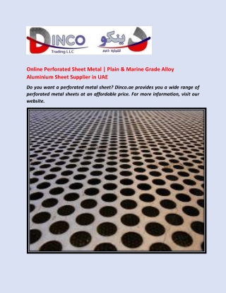 Online Perforated Sheet Metal | Plain & Marine Grade Alloy Aluminium Sheet Supplier in UAE