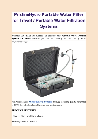 PristineHydro Portable Water Filter for Travel _ Portable Water Filtration Systems