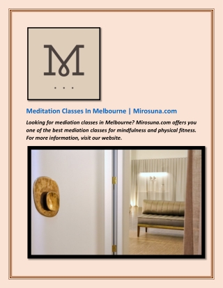 Meditation Classes In Melbourne | Mirosuna.com