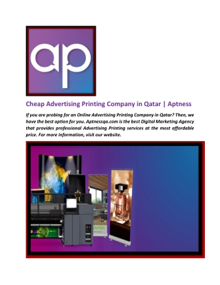 Cheap Advertising Printing Company In Qatar | Aptness