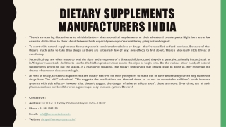Dietary Supplements Manufacturers India