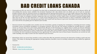 Bad Credit Loans Canada