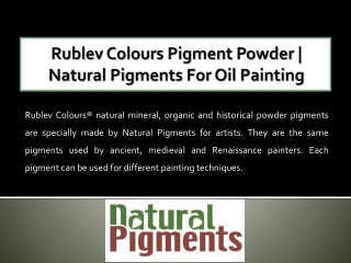 Rublev Colours Pigment Powder | Natural Pigments For Oil Painting
