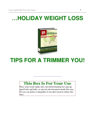 Holiday Weight Loss Tips eBook (Updated 2020)