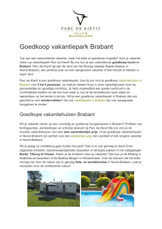 Parc de Kievit - Goedkoop vakantiepark Brabant