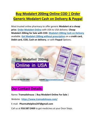 Buy Modalert 200mg Online COD | Order Generic Modalert Cash on Delivery & Paypal