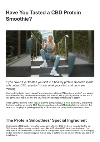 Have You Tasted a CBD Protein Smoothie-JustCBD Store