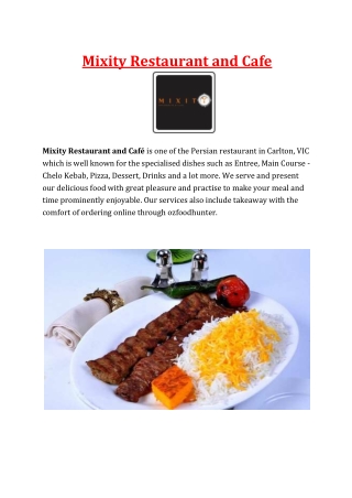5% Off - Mixity Restaurant and Café Menu Carlton Takeaway, VIC