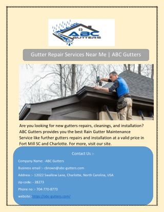 Gutter Repair Services Near Me | ABC Gutters