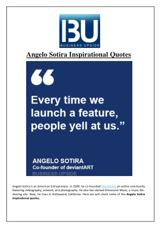 Angelo Sotira Inspirational Quotes