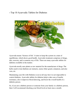 Top 10 Ayurvedic Tablets for Diabetes