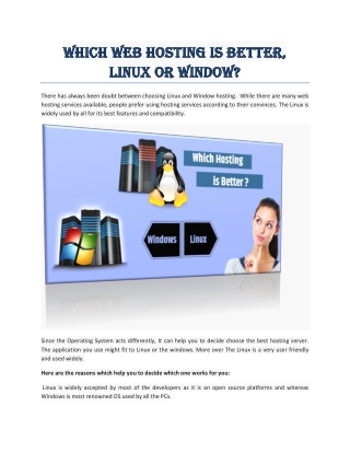 Which web Hosting is better, Linux or Window?