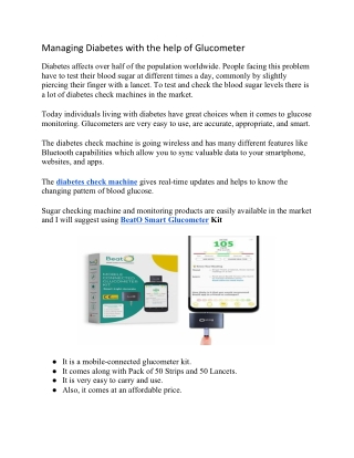 Managing Diabetes with the help of Glucometer