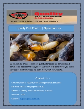 Quality Pest Control | Qpms.com.au