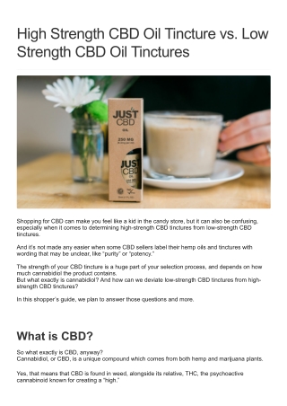 High Strength CBD Oil Tincture vs Low Strength CBD Oil Tinctures