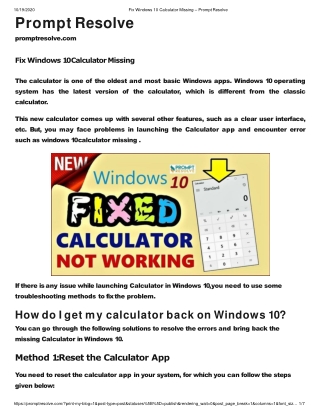 Fix Windows 10 Calculator Missing