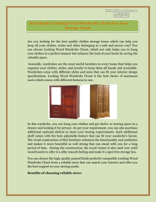 Best Quality Locking Wood Wardrobe Closet For Your     Storage Needs