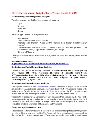 Electrotherapy Market Insights, Share, Trends, Growth By 2023