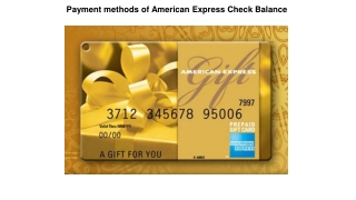 Payment methods of American Express Check Balance