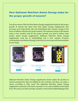 How Optimum Nutrition Amino Energy helps for the proper growth of muscle?