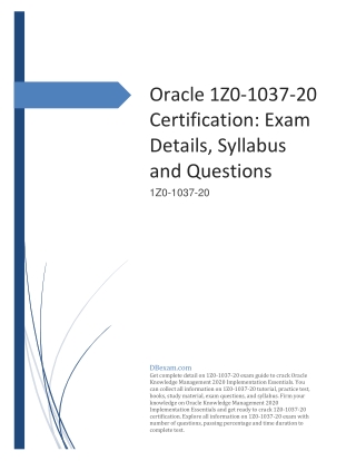 Oracle 1Z0-1037-20 Certification: Exam Details, Syllabus and Questions