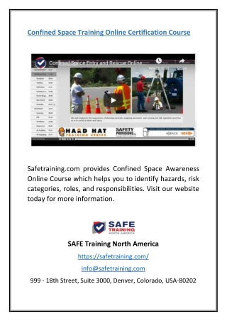 Confined Space Training Online Certification Course