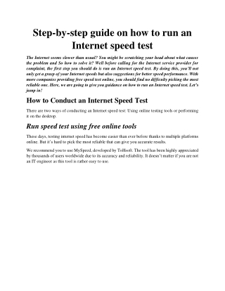 Step-by-step guide on how to run an Internet speed test