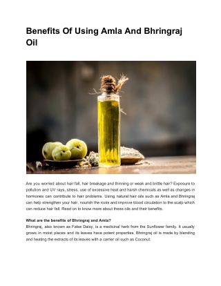 Benefits of Using Amla and Bhringraj Oil