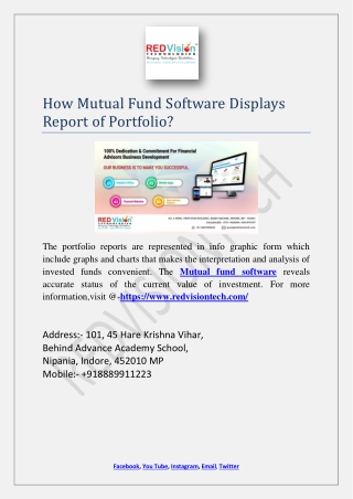 How Mutual Fund Software Displays Report of Portfolio?