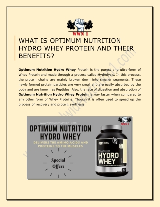 WHAT IS OPTIMUM NUTRITION HYDRO WHEY PROTEIN AND THEIR BENEFITS?