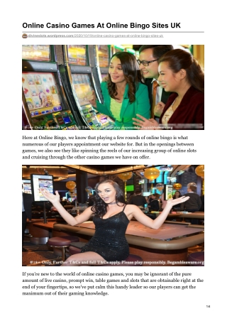 Online Casino Games At Online Bingo Sites UK
